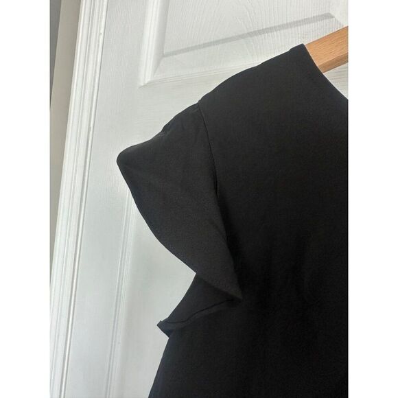 LOFT Wraparound Flounce Flare Dress Black Women's Plus Size 16 NEW - Picture 8 of 11